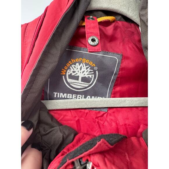 Vintage Timberland Weathergear Jacket Mens Medium Red Full Zip Streetwear Y2K - Picture 5 of 10